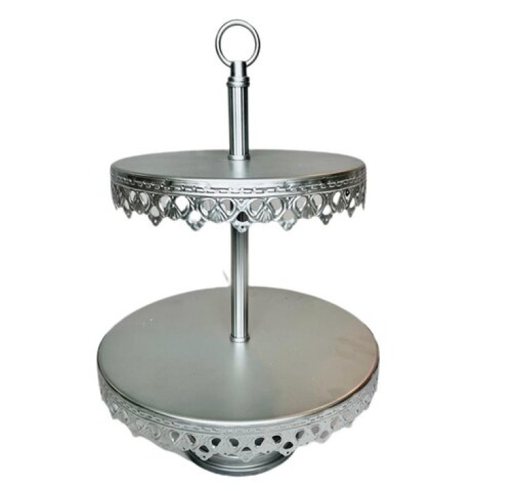 2-Tier Silver  Cupcake Stand