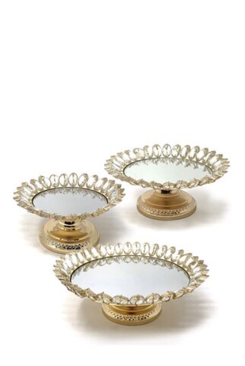 Gold Cake Stand w/ Mirror Plate - Lotus