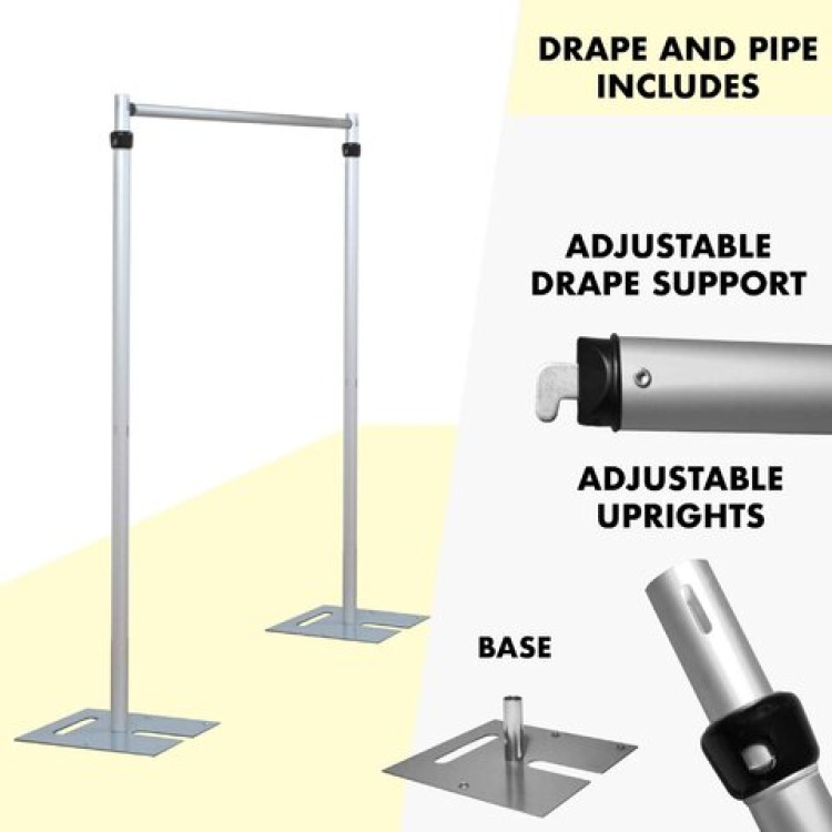 Silver 10'x10' Adjustable Pipes Only (no drapes)