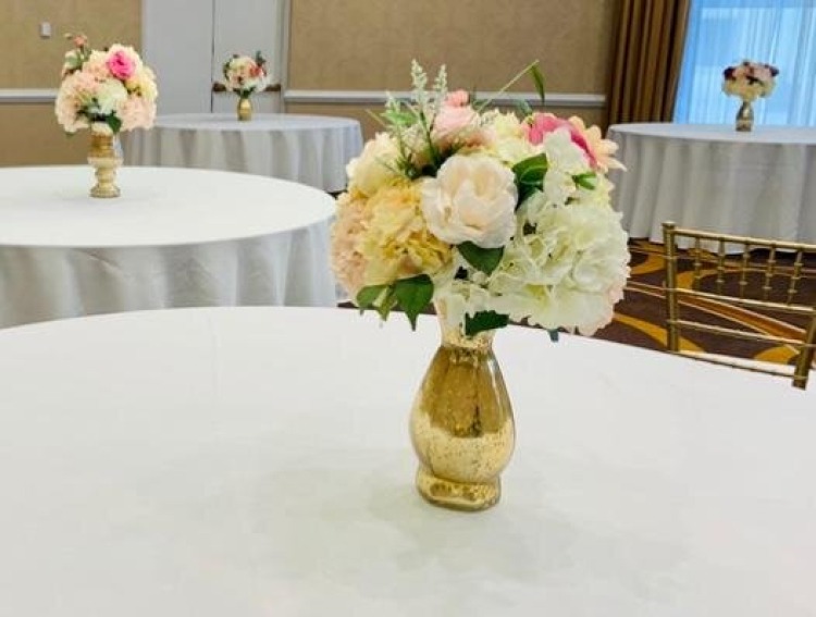 12 Gold Vase with Silk Flowers