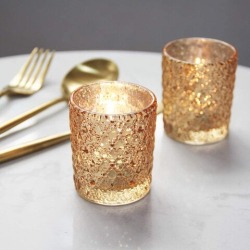 Studded Gold Votive Candle Holder